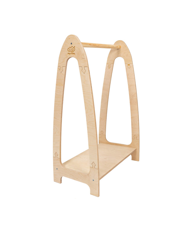 Gebogen kledingrek voor kinderen - klein natuurlijk hout-mercibeaucoupp.eu