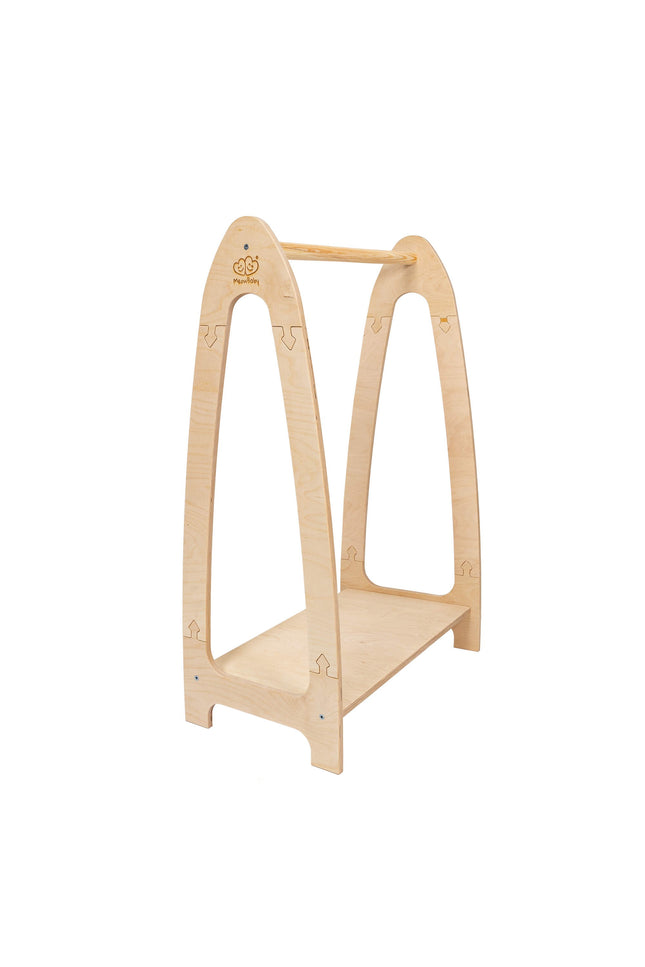 Gebogen kledingrek voor kinderen - klein natuurlijk hout-mercibeaucoupp.eu