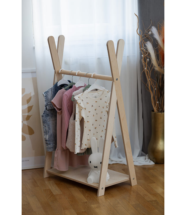 Tipi Clothing Rack For Children - Small Natural Wood