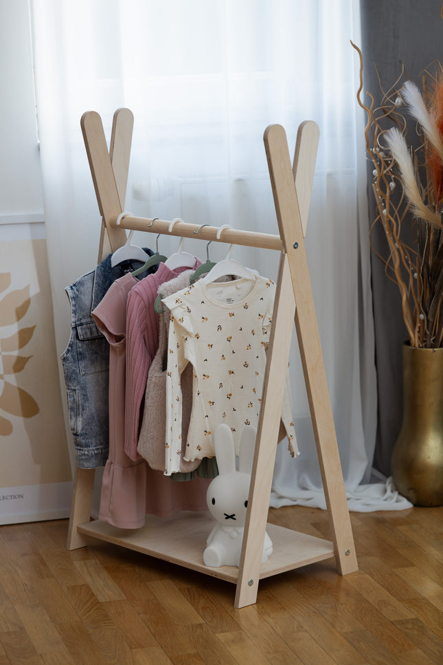 Tipi Kledingrek Voor Kinderen - Klein Natuurlijk Hout-mercibeaucoupp.eu