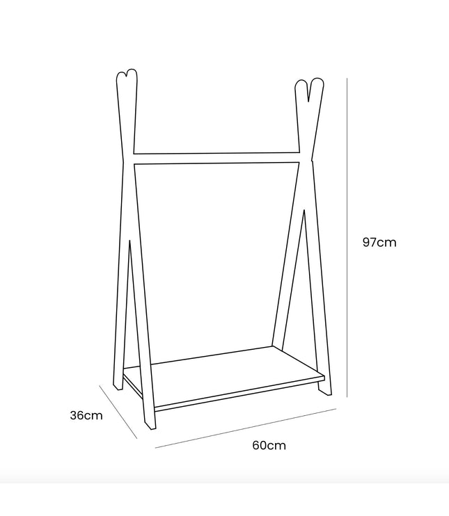 Tipi Clothing Rack For Children - Small Natural Wood