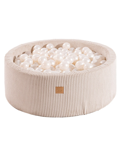 Ronde ballenbak met 200 parelballen, 90x30cm - Fluweel Ecru-mercibeaucoupp.eu