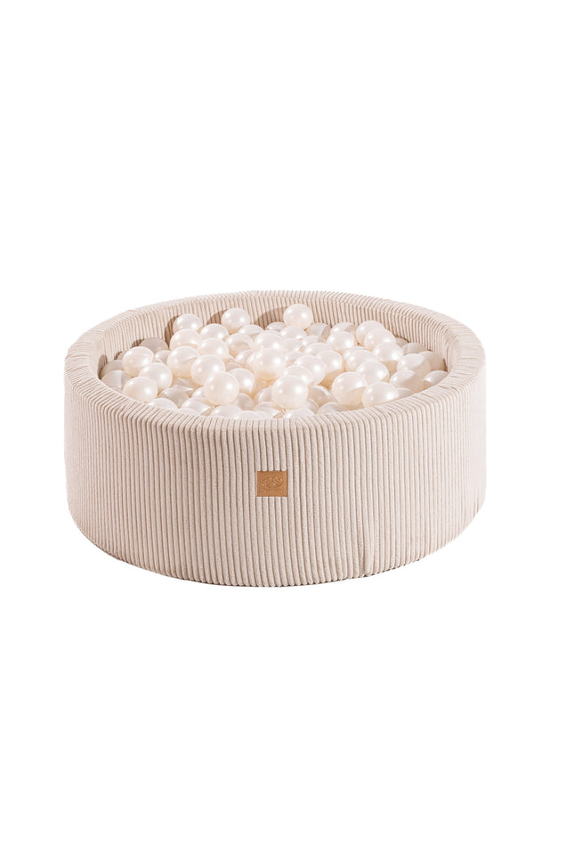 Ronde ballenbak met 200 parelballen, 90x30cm - Fluweel Ecru-mercibeaucoupp.eu