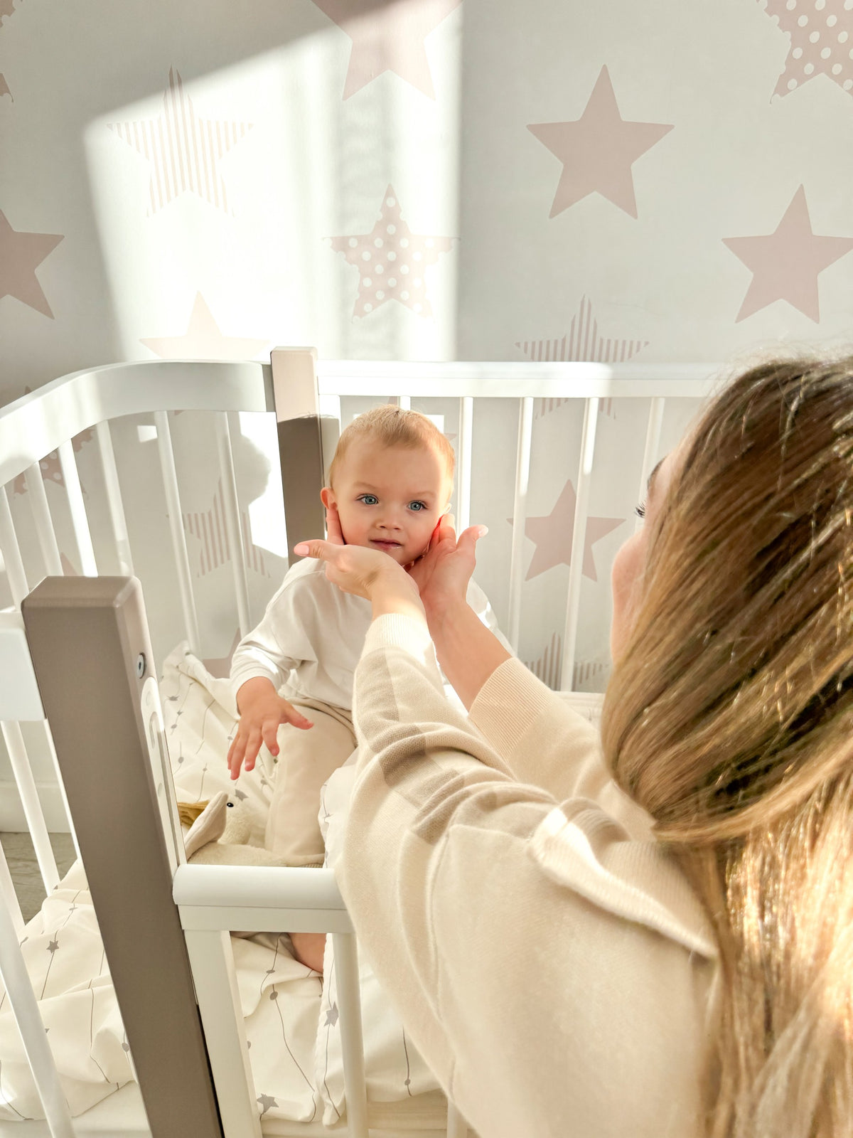 Baby Crib ELIN with Mattress - Cappuccino/White