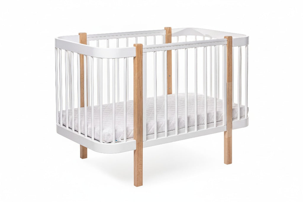 Baby Crib ELIN with Mattress - Natural/White