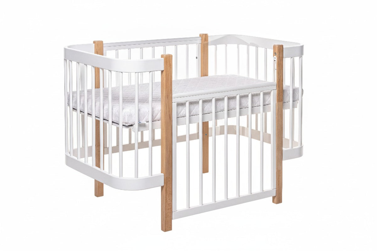 Baby Crib ELIN with Mattress - Natural/White