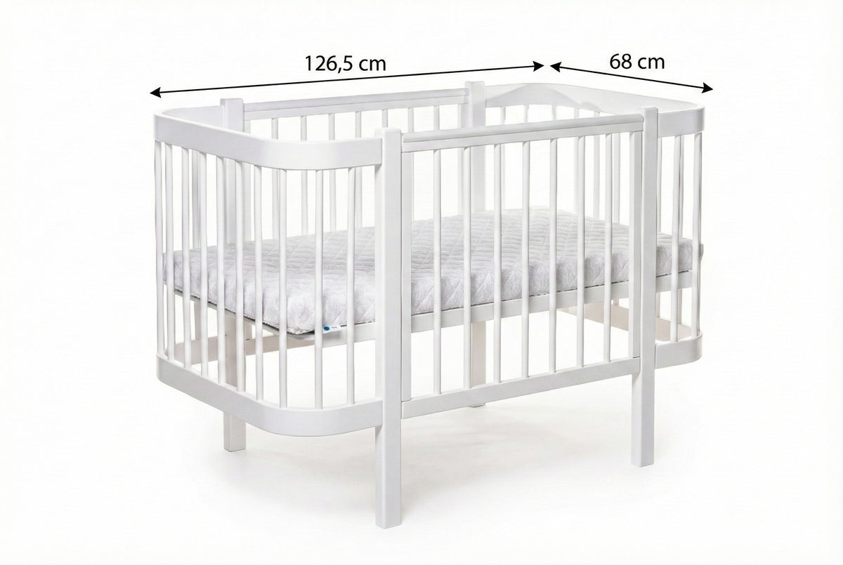 Baby Crib ELIN with Mattress - White