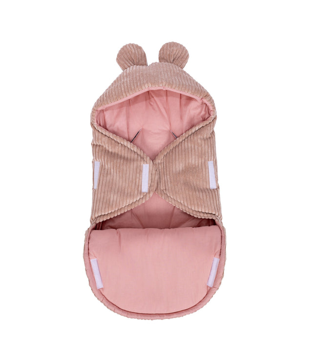 Baby Swaddle with Bear Ears – Powder Pink