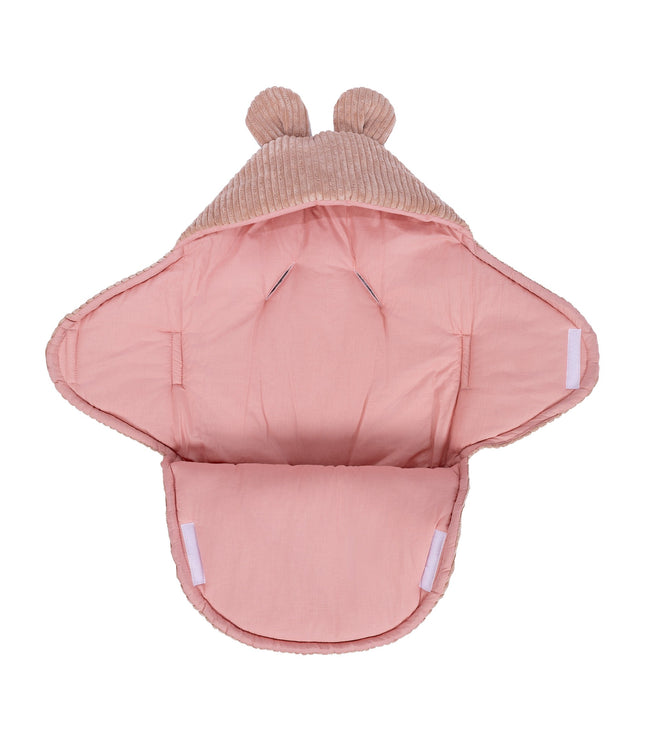 Baby Swaddle with Bear Ears – Powder Pink