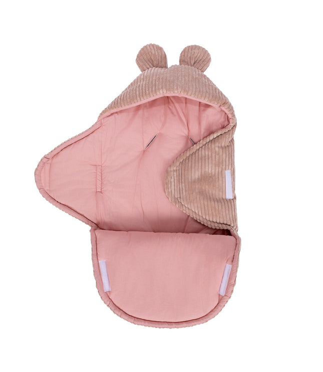 Baby Swaddle with Bear Ears – Powder Pink