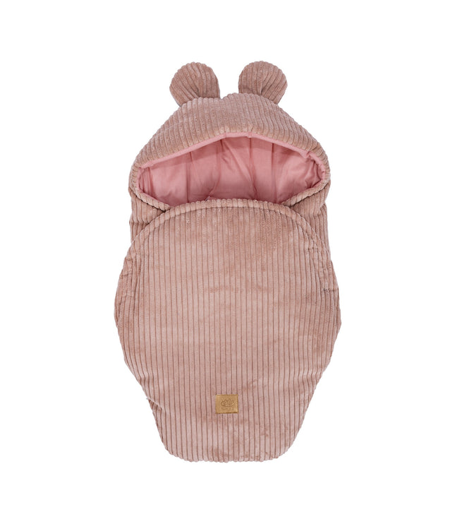 Baby Swaddle with Bear Ears – Powder Pink