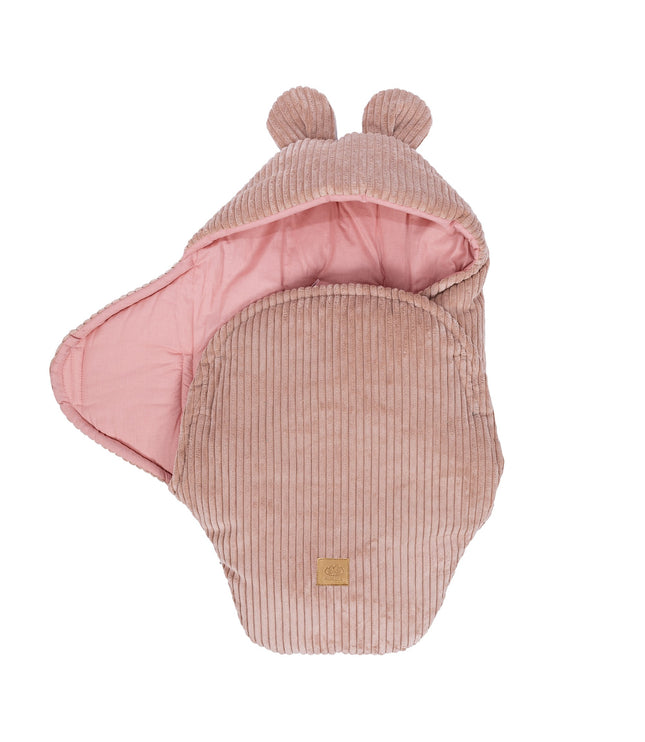 Baby Swaddle with Bear Ears – Powder Pink