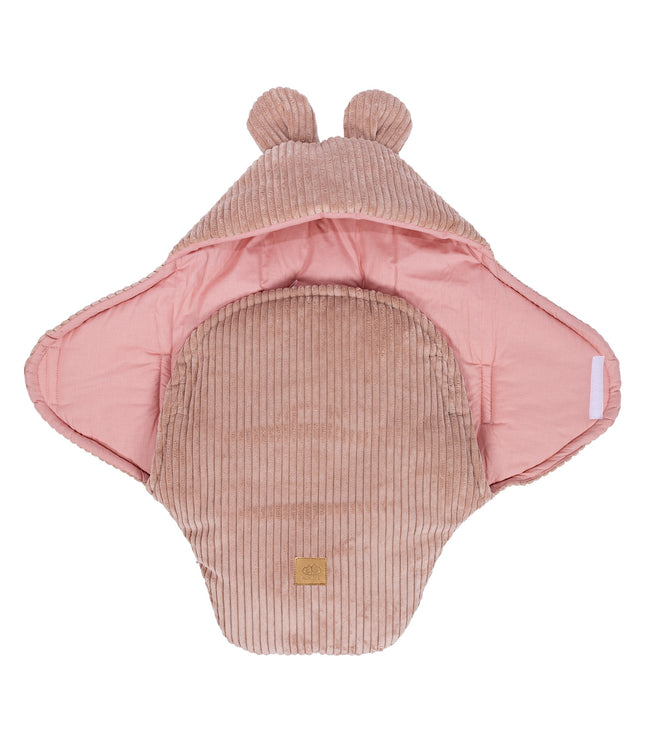 Baby Swaddle with Bear Ears – Powder Pink