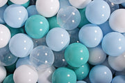 Ball pit balls 200 pieces – Baby blue, mint green, white and transparent
