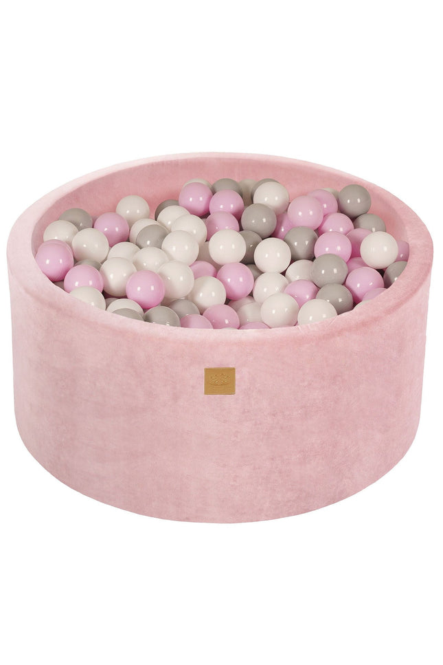Ballenbak met 300 ballen, 90x40cm - Lichtroze Fluweel-mercibeaucoupp.eu