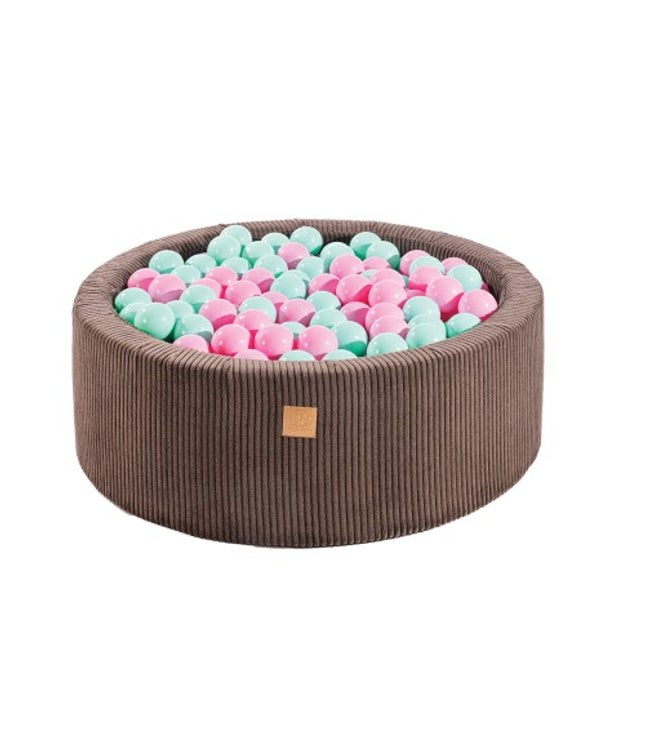Round Ball Pit With 200 Blue/Pink Balls, 90x30cm - Aesthetic Brown