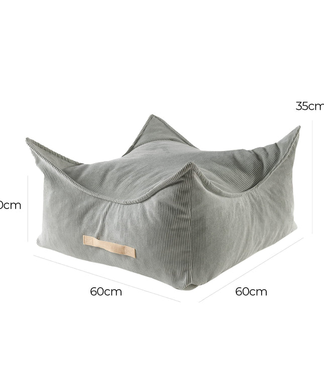 MeowBaby® Pouffe For Children, Square, Corduroy - Grey