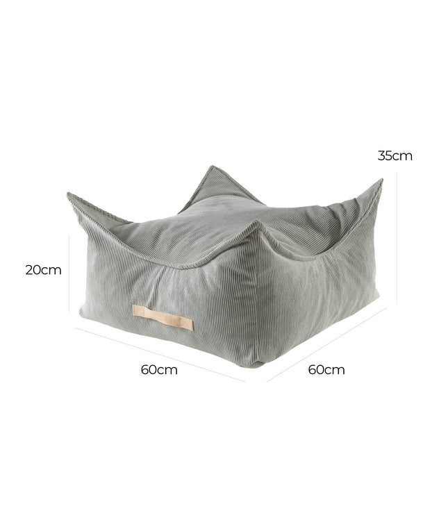 MeowBaby® Pouffe For Children, Square, Corduroy - Grey