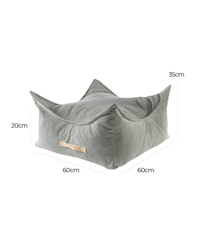 MeowBaby® Poef voor kinderen, vierkant, ribfluweel - Grijs-mercibeaucoupp.eu