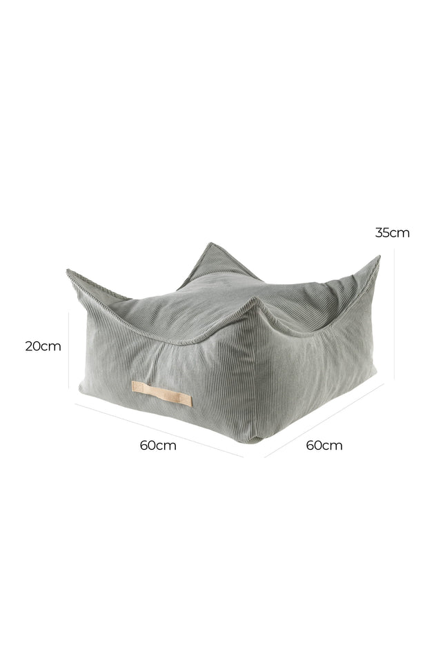 MeowBaby® Poef voor kinderen, vierkant, ribfluweel - Grijs-mercibeaucoupp.eu