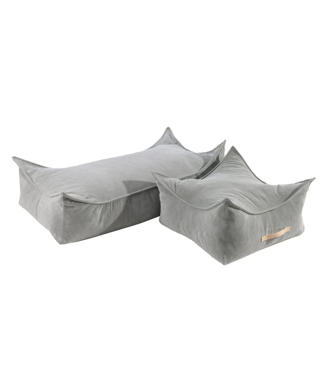 MeowBaby® Pouffe For Children, Rectangular, Corduroy - Grey