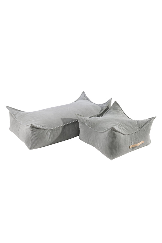 MeowBaby® Poef voor kinderen, vierkant, ribfluweel - Grijs-mercibeaucoupp.eu