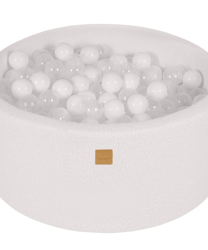 Ronde ballenbak met 300 wit-transparante ballen, 90x40cm - Wit-boucle-mercibeaucoupp.eu