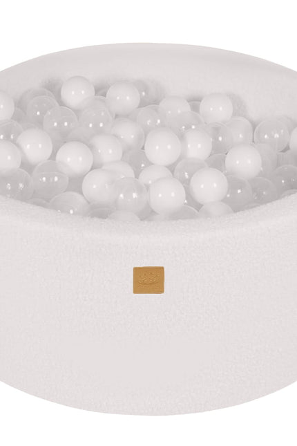 Ronde ballenbak met 300 wit-transparante ballen, 90x40cm - Wit-boucle-mercibeaucoupp.eu