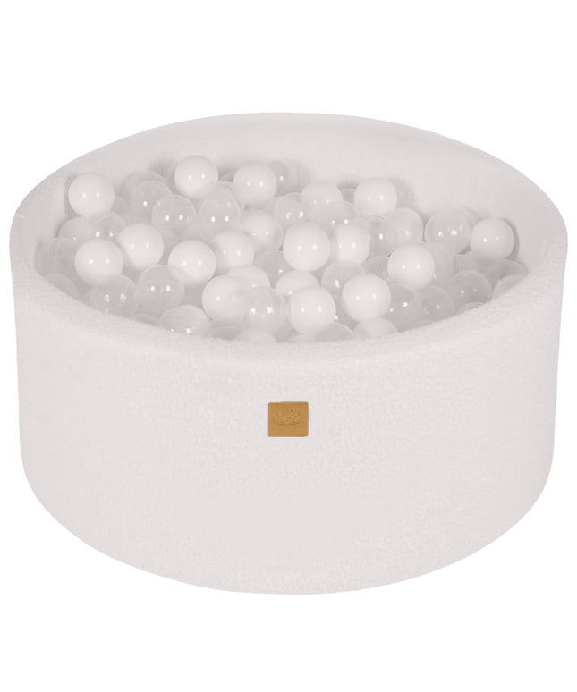 Ronde ballenbak met 300 wit-transparante ballen, 90x40cm - Wit-boucle-mercibeaucoupp.eu