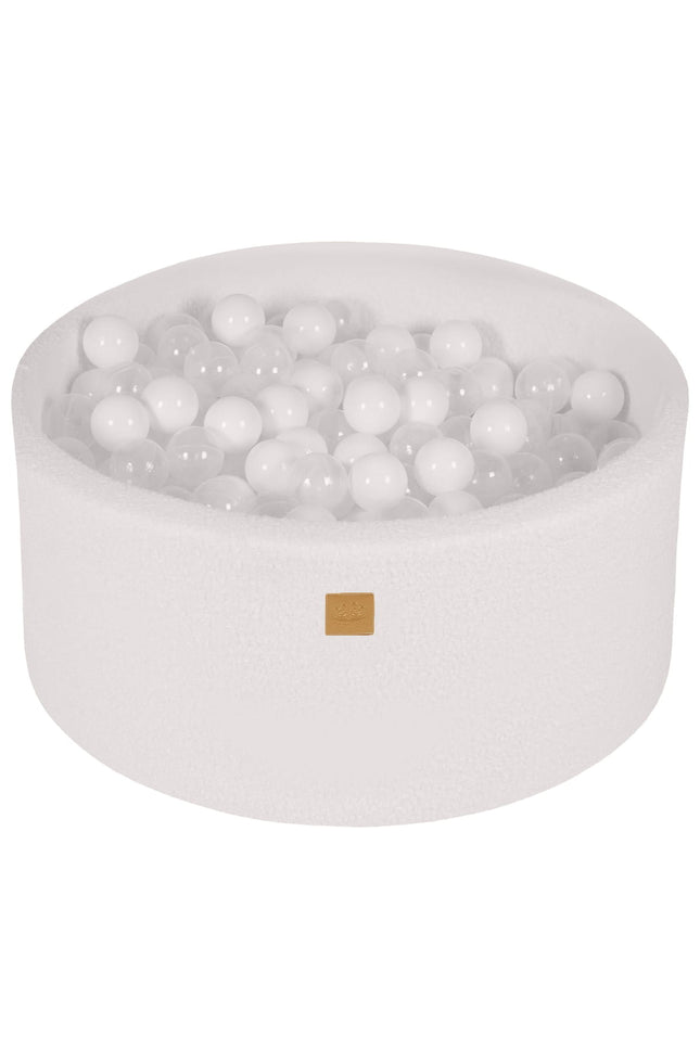 Ronde ballenbak met 300 wit-transparante ballen, 90x40cm - Wit-boucle-mercibeaucoupp.eu