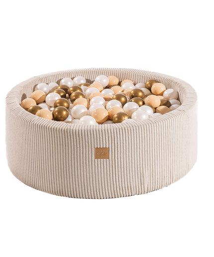 Ronde ballenbak met 200 ballen, 90x30cm - Fluweel Ecru-mercibeaucoupp.eu