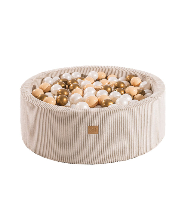 Round Ball Pit with 200 balls, 90x30cm - Velvet Ecru
