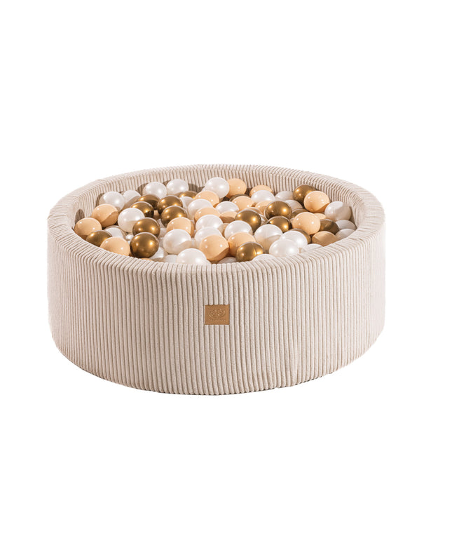 Ronde ballenbak met 200 ballen, 90x30cm - Fluweel Ecru-mercibeaucoupp.eu