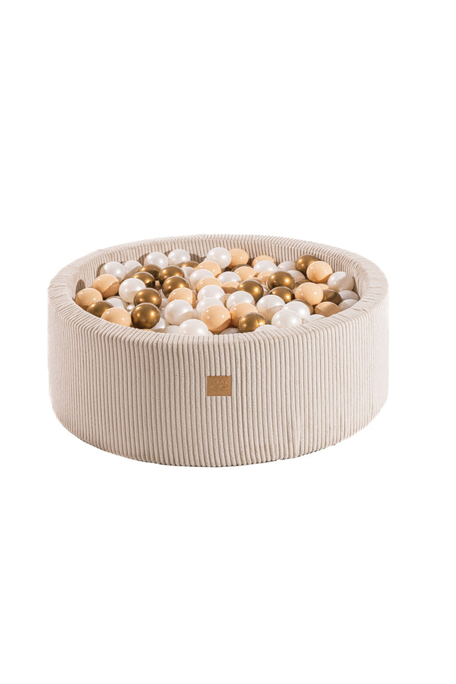 Ronde ballenbak met 200 ballen, 90x30cm - Fluweel Ecru-mercibeaucoupp.eu