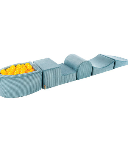 MeowBaby® Speelset met kleine ballenbak - Turquoise & Geel-mercibeaucoupp.eu