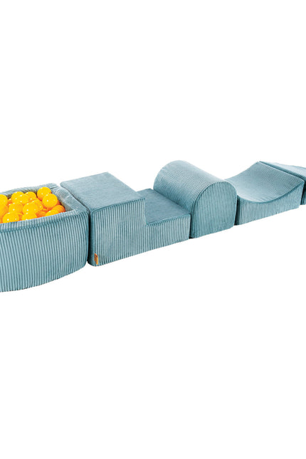 MeowBaby® Speelset met kleine ballenbak - Turquoise & Geel-mercibeaucoupp.eu