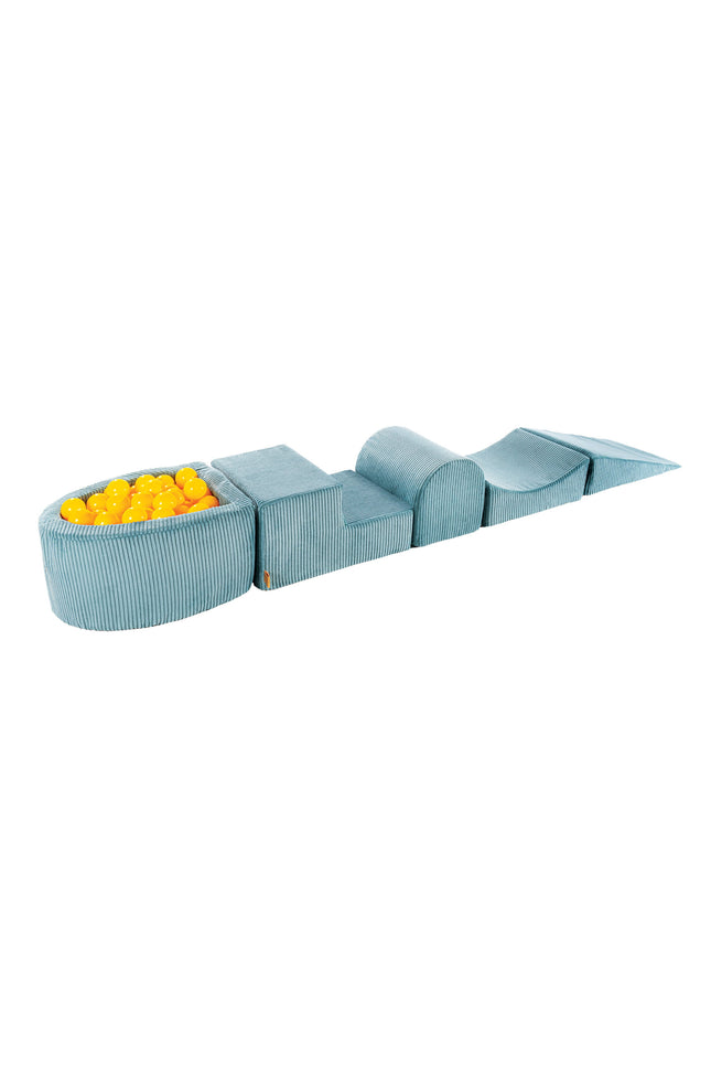MeowBaby® Speelset met kleine ballenbak - Turquoise & Geel-mercibeaucoupp.eu