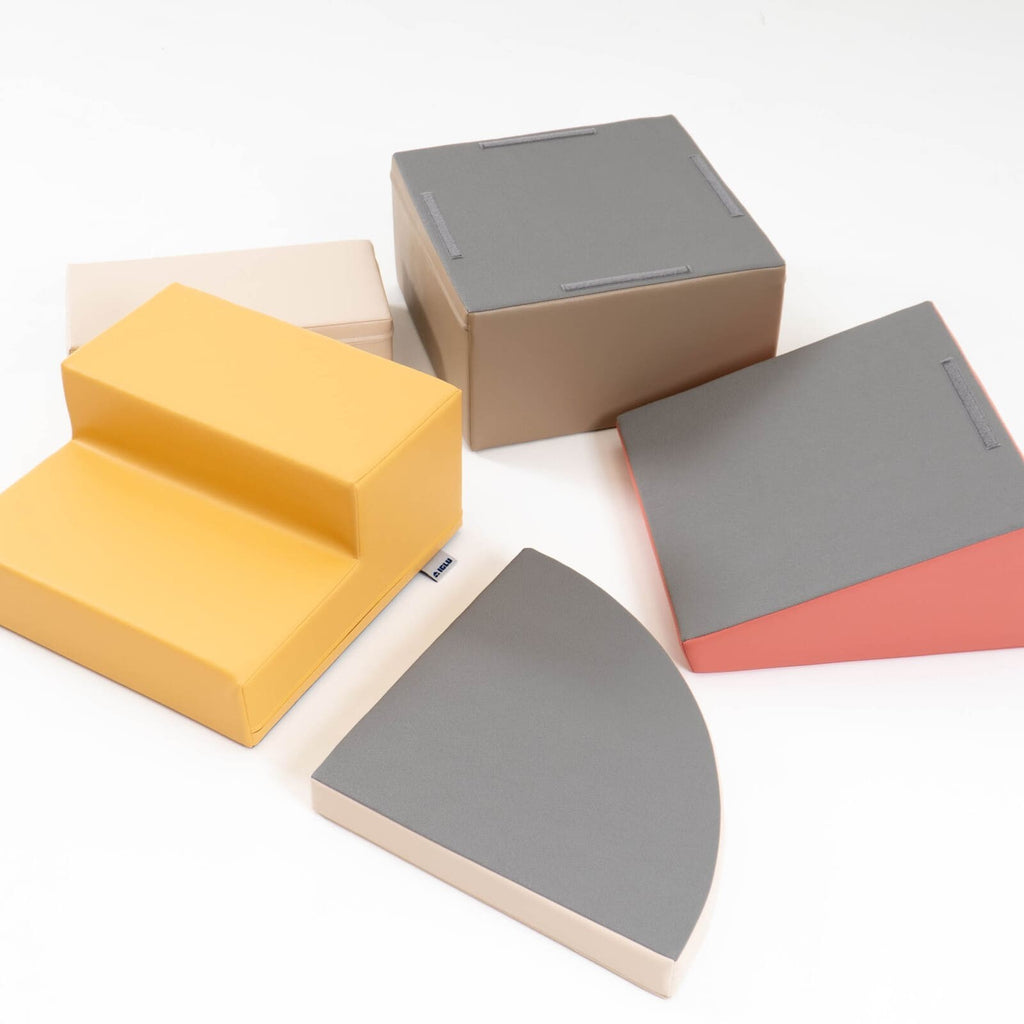 Soft Play 5 Foam Block Set - Pastel Pink Corner Climber