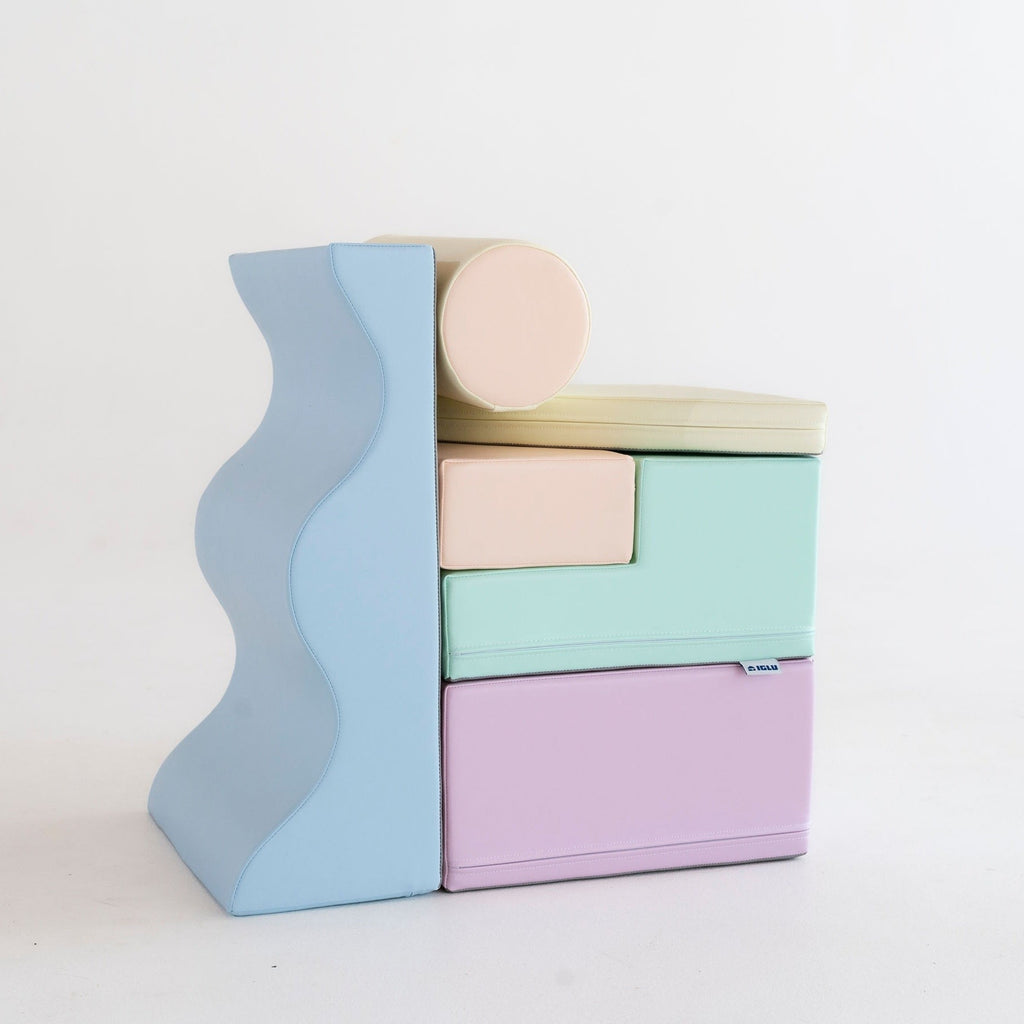 Soft Play 6 Foam Block Set - Light Pastel Explorer
