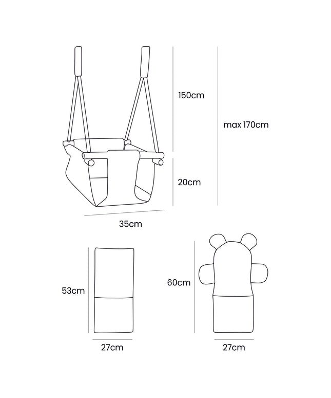 Indoor Baby Swing, Vierkant - Ecru-mercibeaucoupp.eu