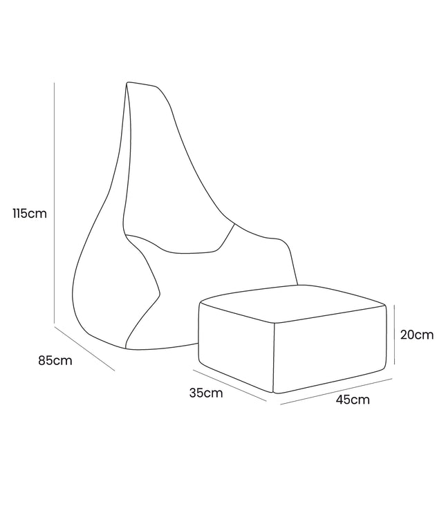 Tearo: Bean Bag + Footrest for Little Loungers - Taupe