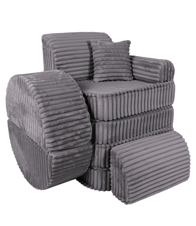 Medium Modular Sofa for Kids - Churros Jurassic Grey Plus