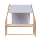 MeowBaby® White Wooden House for Kids - Blue Roof