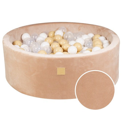 Ronde ballenbak met 200 witte/zandballen, 90x30cm - Zandvelours-mercibeaucoupp.eu