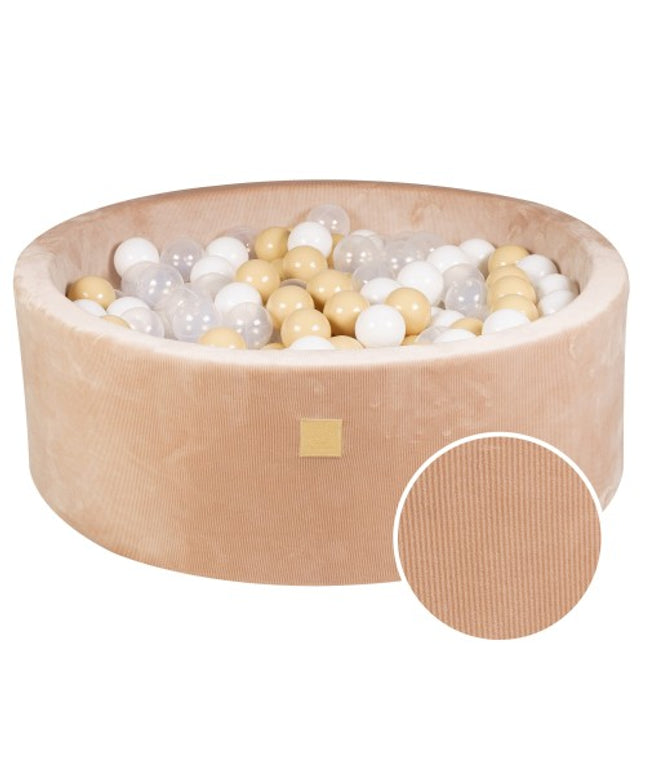 Ronde ballenbak met 200 witte/zandballen, 90x30cm - Zandvelours-mercibeaucoupp.eu