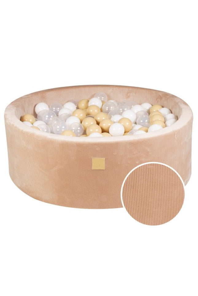 Ronde ballenbak met 200 witte/zandballen, 90x30cm - Zandvelours-mercibeaucoupp.eu