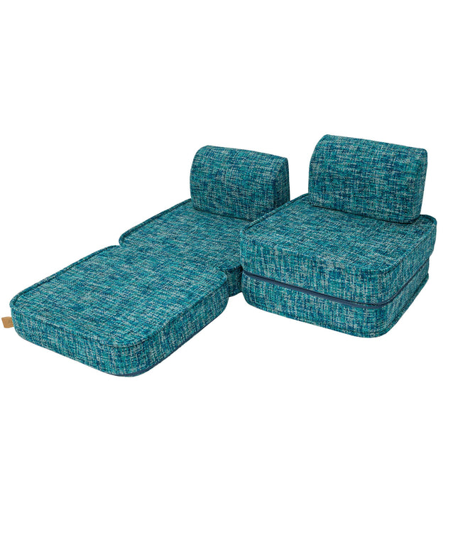 Kleine Modulaire Sofa voor Kinderen - Wirwar Lagune Blauw-mercibeaucoupp.eu