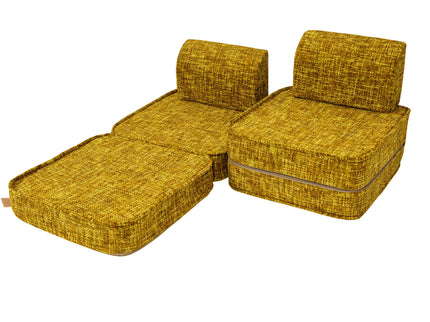 Small Modular Sofa for Kids - Tangle Honey Mustard