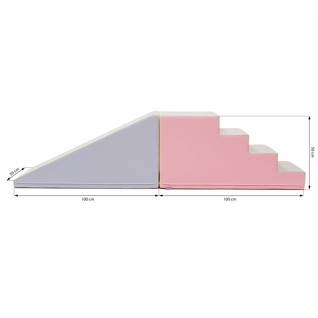 Soft Play Step and Slide Set - Pink & Beige Gray