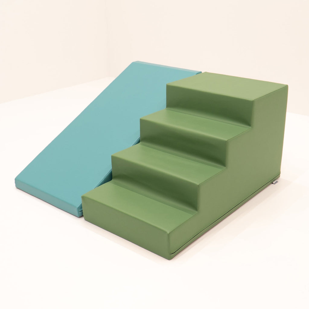 Soft Play Step and Slide Set - Pastel Turquoise
